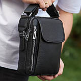 Чоловіча шкіряна сумка-барсетка 19х24х7.5, сумочка планшет через плече Bexhill BX-36256 чорна, фото 2