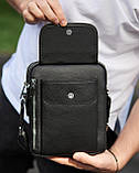 Чоловіча шкіряна сумка-барсетка 19х24х7.5, сумочка планшет через плече Bexhill BX-36256 чорна, фото 3