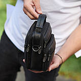 Чоловіча сумка-барсетка шкіряна 17x21x9, сумочка планшет для гаджетів Tiding Bag 32051 чорна, фото 3