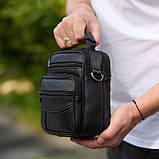 Чоловіча сумка-барсетка шкіряна 17x21x9, сумочка планшет для гаджетів Tiding Bag 32051 чорна, фото 7
