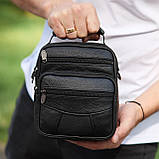 Чоловіча сумка-барсетка шкіряна 17x21x9, сумочка планшет для гаджетів Tiding Bag 32051 чорна, фото 8