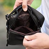 Сумка-барсетка чоловіча через плече 19х24х8, месенджер шкіряний гладкий Tiding Bag TD-55467 чорний колір, фото 4