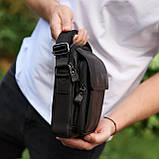 Сумка-барсетка чоловіча через плече 19х24х8, месенджер шкіряний гладкий Tiding Bag TD-55467 чорний колір, фото 5