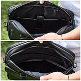 Чоловіча ділова сумка зі шкіри 39х29х10, класичний портфель для ноутбука та офісу, сумочка для студента, чорний, фото 7