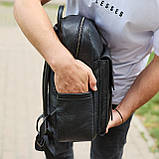 Стильний чоловічий шкіряний рюкзак 40х30х17, практичний аксесуар для ноутбука та документів, чорний, фото 10