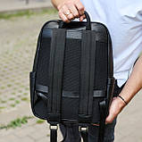 Універсальний чоловічий рюкзак із шкіри 41х31х16, зручний наплічник для ноутбука та документів, чорний, фото 10