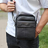 Чоловіча шкіряна сумка, барсетка з натуральної шкіри 24х18х8, сумочка для чоловіків, чорна, фото 2