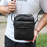 Чоловіча шкіряна сумка, барсетка з натуральної шкіри 24х18х8, сумочка для чоловіків, чорна, фото 3