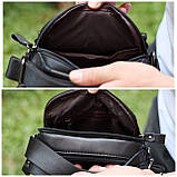 Чоловіча шкіряна сумка, барсетка з натуральної шкіри 24х18х8, сумочка для чоловіків, чорна, фото 9