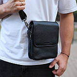 Чоловіча сумка барсетка на одне плече 17.5х22х6 , нагрудний месенджер для телефону, чорний, фото 3