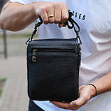 Чоловіча сумка барсетка на одне плече 17.5х22х6 , нагрудний месенджер для телефону, чорний, фото 4