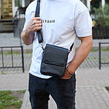Чоловіча сумка барсетка на одне плече 17.5х22х6 , нагрудний месенджер для телефону, чорний, фото 6