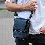 Чоловіча сумка барсетка на одне плече 17.5х22х6 , нагрудний месенджер для телефону, чорний, фото 7