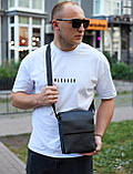 Чоловіча сумка барсетка на одне плече 17.5х22х6 , нагрудний месенджер для телефону, чорний, фото 8