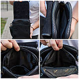 Чоловіча сумка барсетка на одне плече 17.5х22х6 , нагрудний месенджер для телефону, чорний, фото 10
