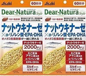 Asahi Dear Natura Наттокіназа 2000FU + DHA EPA+ α-ліноленова + кверцетин, 60 капсул х 2 упаковки