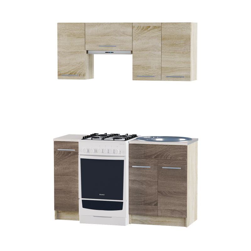 Кухня 1,4м ЕКО 1402  Сонома/Трюфель Без стільниці