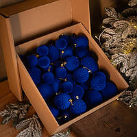 Набір ялинкових куль "Оксамит" 40 шт колір синій