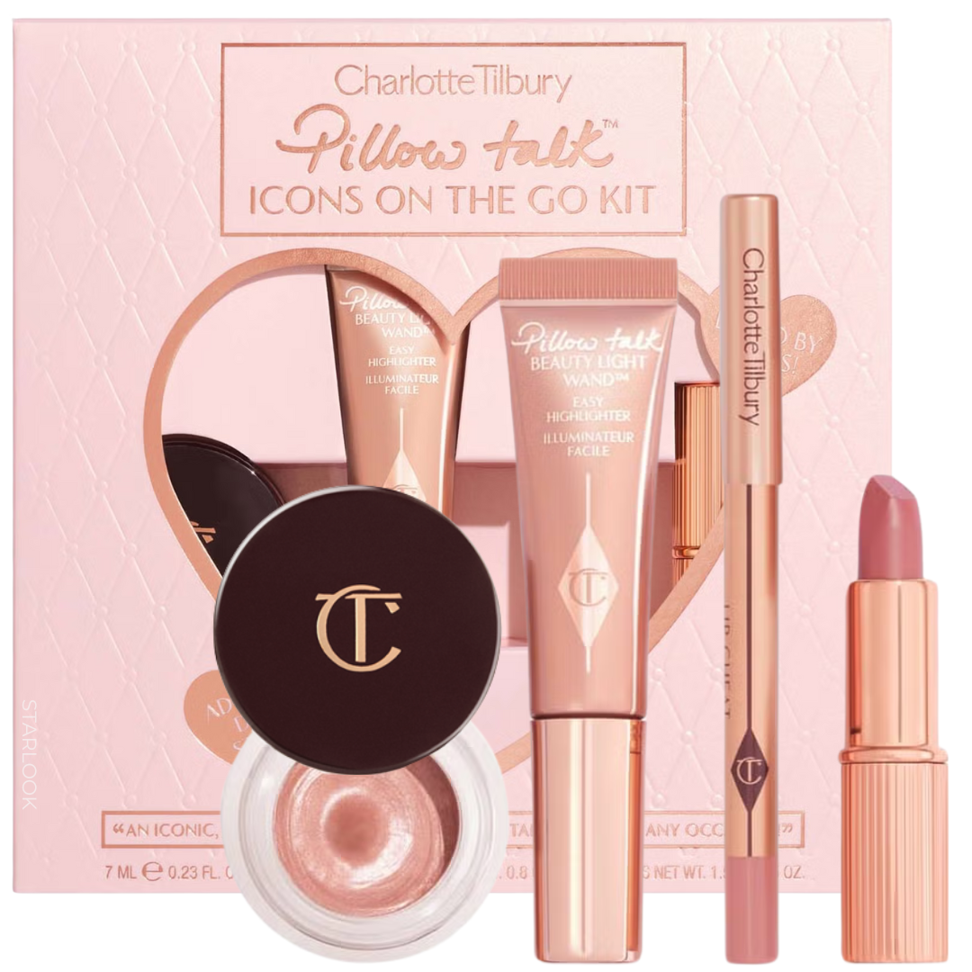 Набір для макіяжу Charlotte Tilbury Pillow Talk Icons On The Go Kit 7 мл + 5 мл + 1.5  г + 0.8 г, фото 1