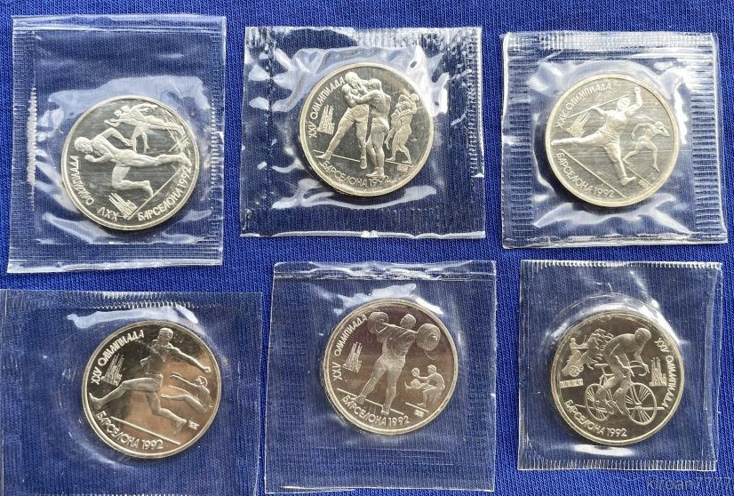 Набір монет СРСР 1991 р. Барселона 6 монет Пруф у запайці, фото 1