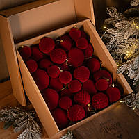 Набір ялинкових куль "Оксамит" 40 шт колір бордовий