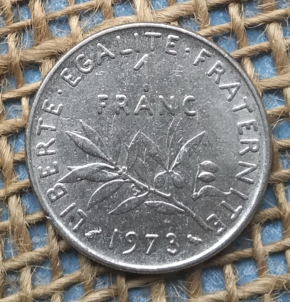 1 франк 1973 року францiя, фото 1
