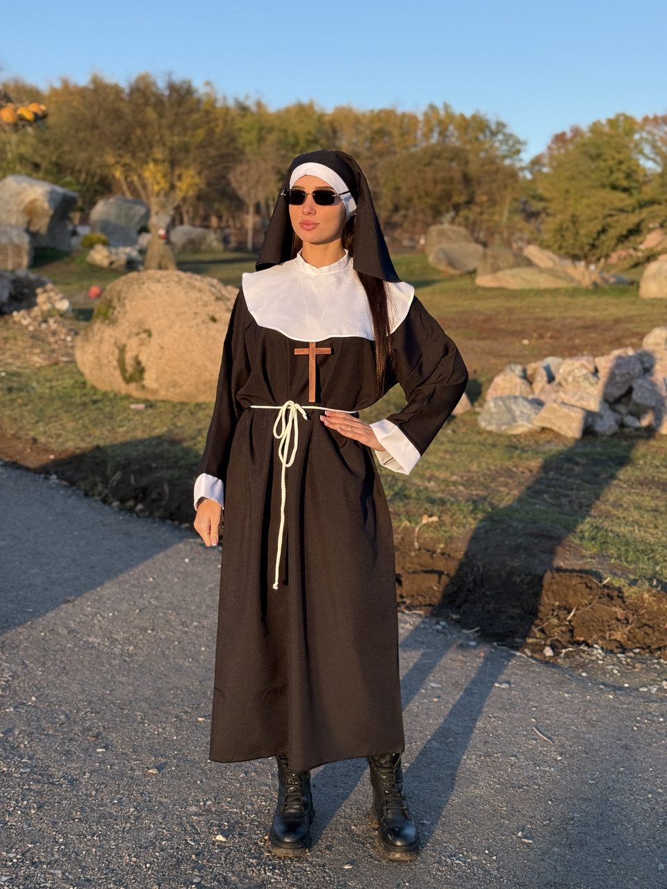 КОСТЮМ МОНАШКИ (СУКНЯ + ВУАЛЬ НА ГОЛОВУ), костюм черниці, жіночий костюм, фото 1