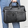 Чоловічий портфель Lorian з натуральної шкіри з регульованим плечовим ременем чорний LR 259006-black, фото 10