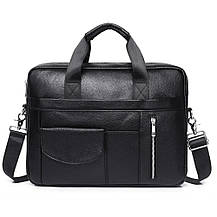 Чоловічий портфель Lorian з відділенням для ноутбука з натуральної шкіри чорний LR 251116-black, фото 2