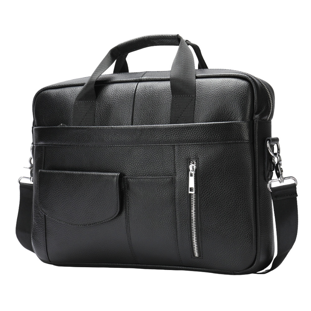 Чоловічий портфель Lorian з відділенням для ноутбука з натуральної шкіри чорний LR 251116-black