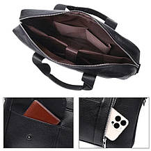 Чоловічий портфель Lorian з відділенням для ноутбука з натуральної шкіри чорний LR 251116-black, фото 4