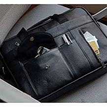 Чоловічий портфель Lorian з відділенням для ноутбука з натуральної шкіри чорний LR 251116-black, фото 5