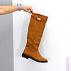 Хітові замшеві чоботи труби жокейки на флісі колір Camel, фото 2