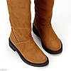 Хітові замшеві чоботи труби жокейки на флісі колір Camel, фото 3