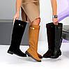 Хітові чорні чоботи труби жокейки натуральна замша на флісі, фото 10