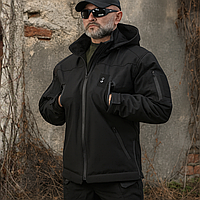Тактическая зимняя куртка черная omni-heat военная теплая, прочная армейская куртка для полиции качественная софтшел