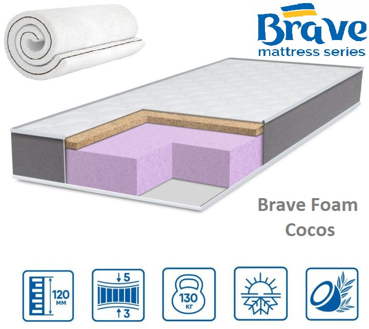 Матрац Brave Foam Cocos 12см 120*200 Вакумне скручування!, фото 1