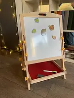 Мольберт дитячий двосторонній магнітний дошка для малювання фломастерами та крейдою складаної для найменших