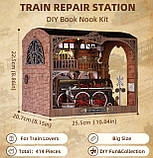 Бук Нук Станція ремонту потягів DIY Book Nook Train Repair Station Інтерьерний конструктор CH-06, фото 3