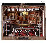 Бук Нук Станція ремонту потягів DIY Book Nook Train Repair Station Інтерьерний конструктор CH-06, фото 9