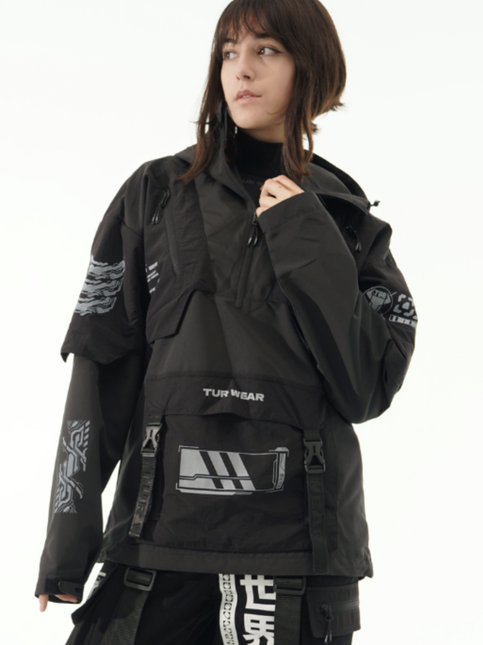 Жіночий анорак з принтами "SM-2413", чорний, фото 1