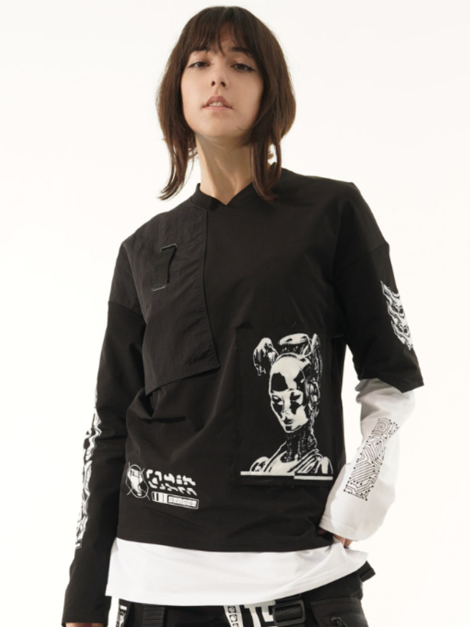 Жіночий лонгслів з принтами "Такеша 2.0", фото 1