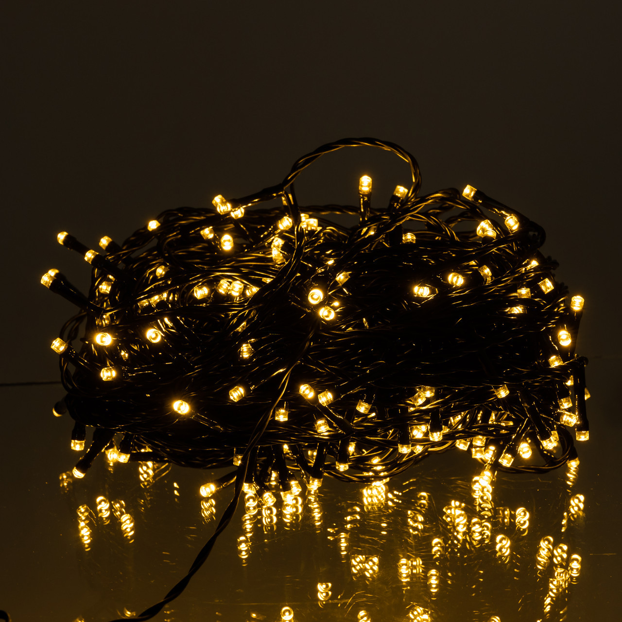 Новорічна гірлянда вулична 30 м 300 LED з сонячною батареєю чорний провід Жовтий SB300L30MBY, фото 1