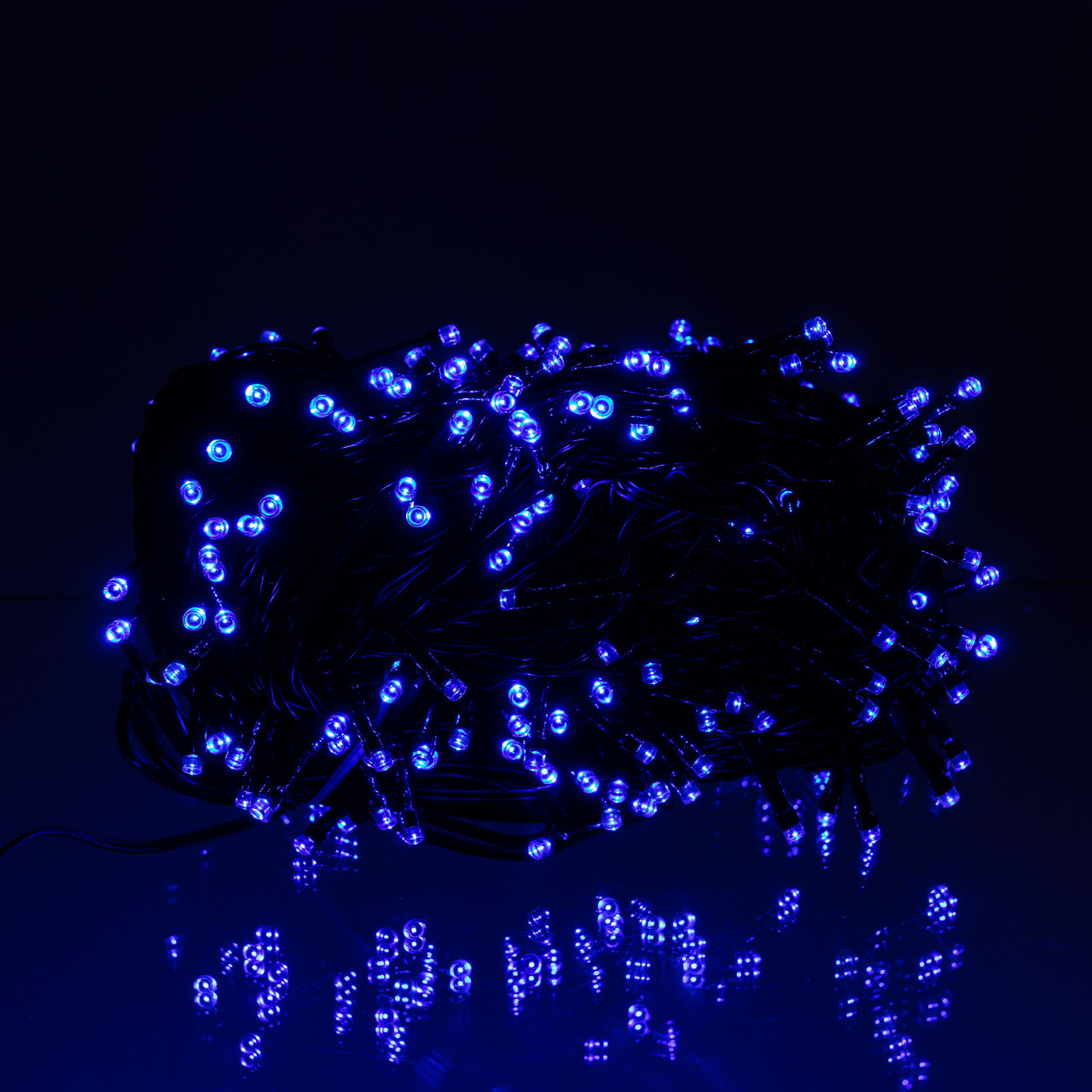 Новорічна гірлянда вулична 100 м 1000 LED із сонячною батареєю 8 режимів роботи чорний провід Синій SB1000L100MBBL, фото 1