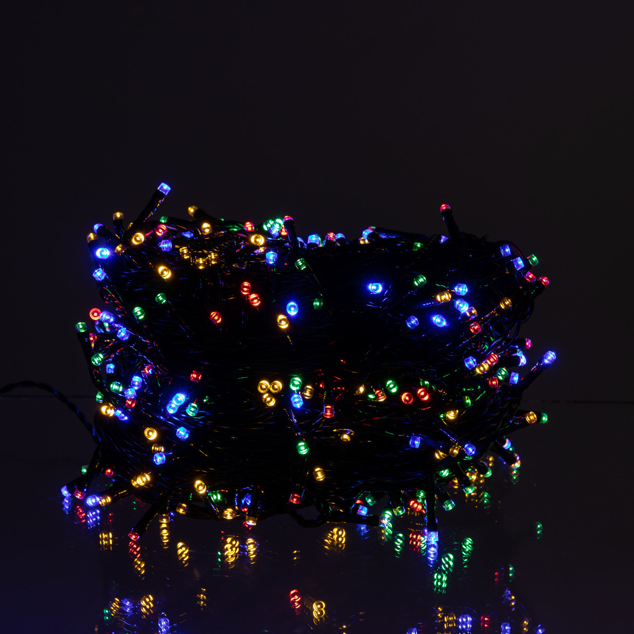 Новорічна гірлянда вулична 50 м 500 LED з сонячною батареєю чорний провід Мультиколір SB500L50MBML, фото 1