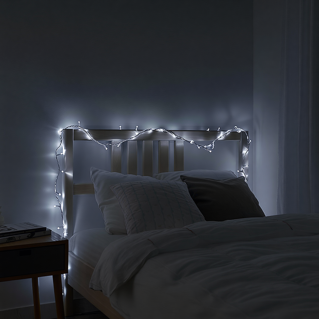 Новорічна кімнатна гірлянда нитка 6 м 50 LED білий провід Білий W50LED6MWW, фото 1