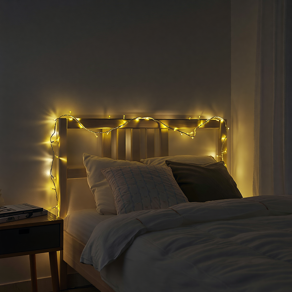 Новорічна кімнатна гірлянда нитка 6 м 50 LED білий провід Жовтий W50LED6MWY, фото 1