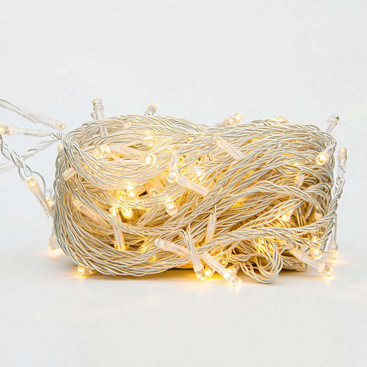 Новорічна гірлянда кімнатна нитка 14 м 160 LED кімнатна гірлянда білий провід Жовте світло W160LED16MWY, фото 1