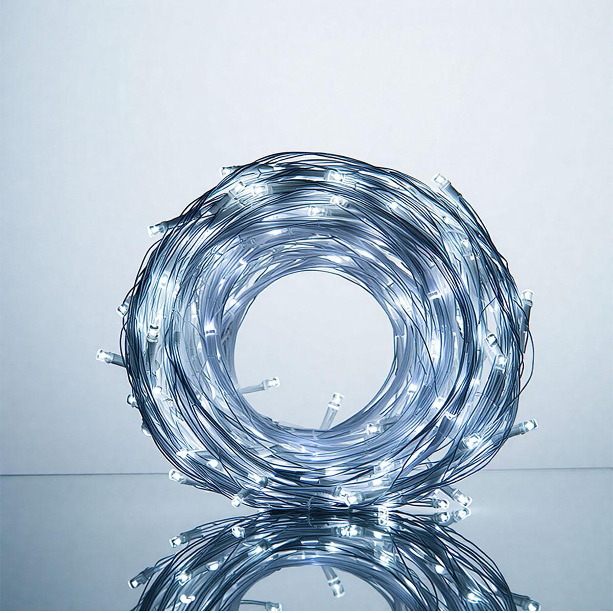 Новорічна гірлянда кімнатна нитка 22 м 220 LED кімнатна гірлянда білий провід Біле світло W220LED22MWW, фото 1