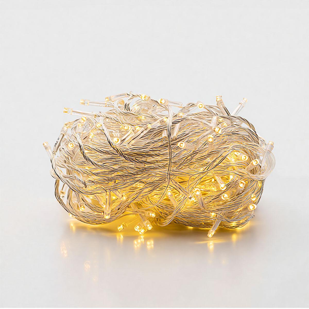 Новорічна гірлянда кімнатна нитка 22 м 220 LED білий провід Жовтий W220LED22MWY, фото 1